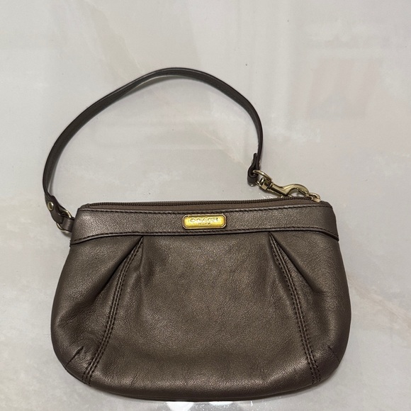 Coach Handbags - Coach Metallic Brown Wristlet Clutch